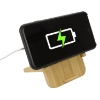 Bamboo 10W Wireless Charger with Phone Holder - Angled with Phone Horizontal